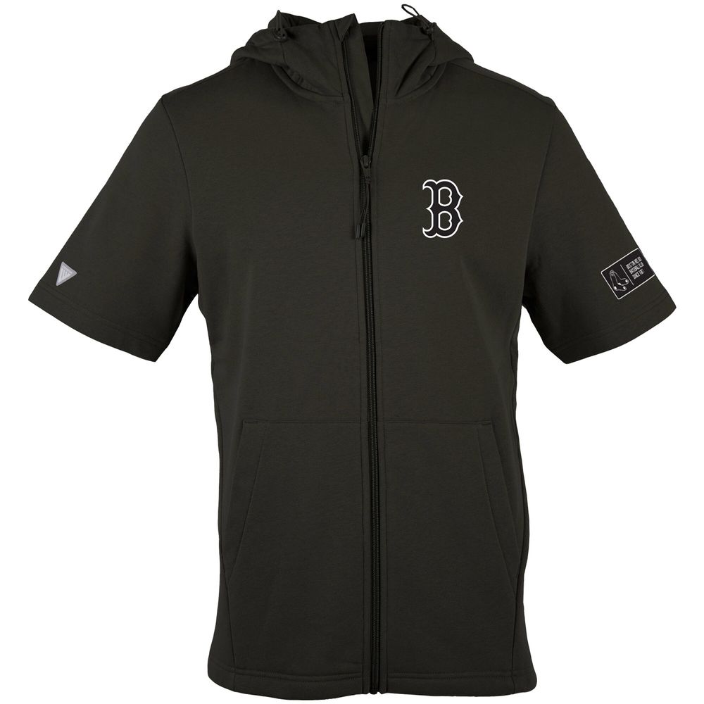 Men's Levelwear Black Boston Red Sox Blackout Recruit Short Sleeve Full-Zip - Hoodie