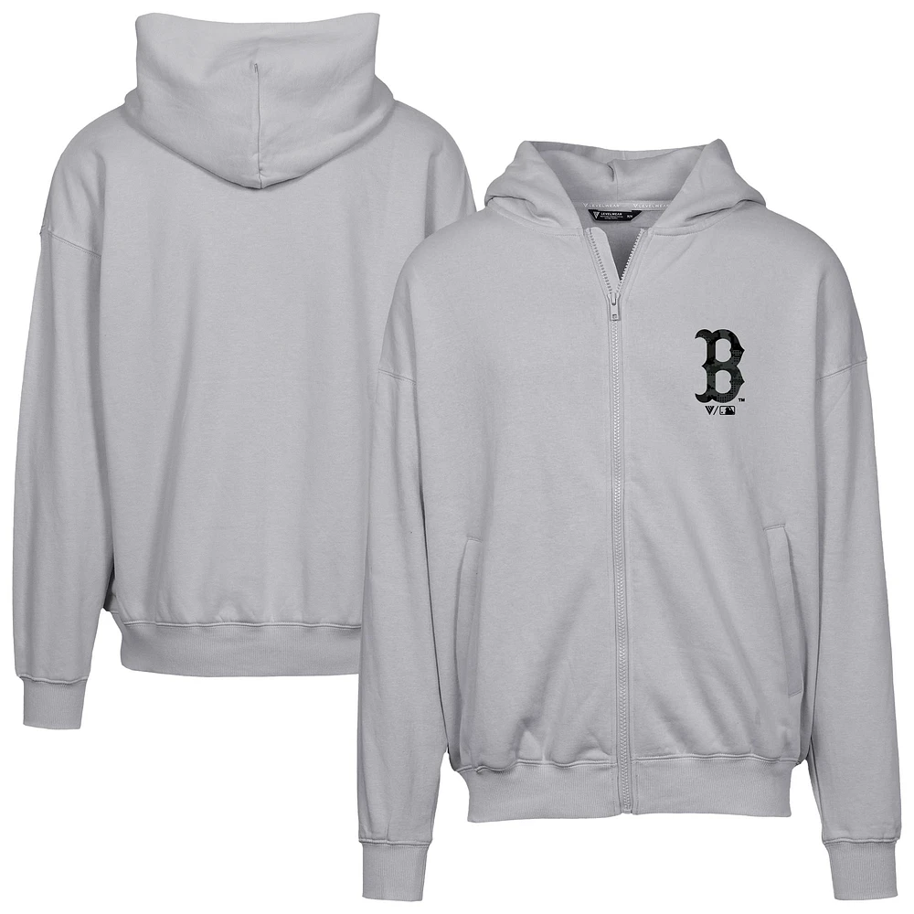 Men's Levelwear  Gray Boston Red Sox Oversized Uphill Digital Camo Full-Zip Hoodie