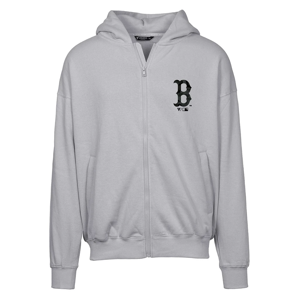 Men's Levelwear  Gray Boston Red Sox Oversized Uphill Digital Camo Full-Zip Hoodie