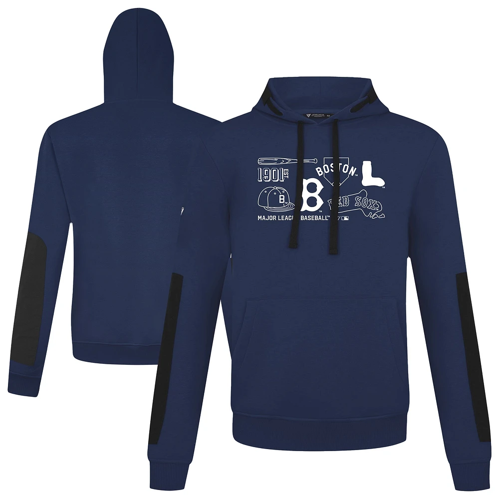 Men's Levelwear Navy Boston Red Sox Cooperstown Collection Bombay Campaign Pullover Hoodie