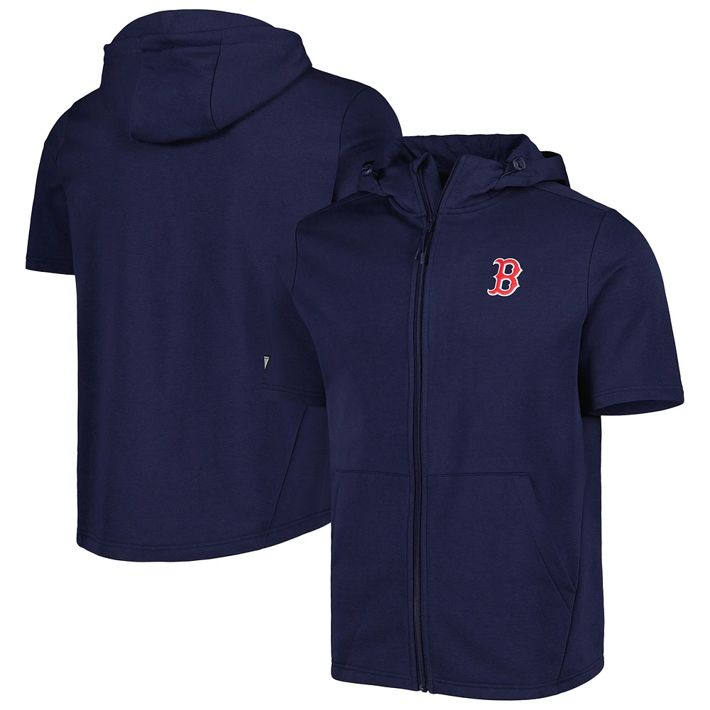 Chandail à capuchon manches courtes et glissière pleine longueur Levelwear Boston Red Sox Recruit pour homme, bleu marine