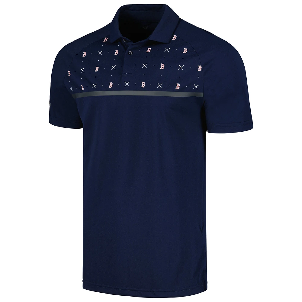 Men's Levelwear Navy Boston Red Sox Sector Batter Up Raglan Polo