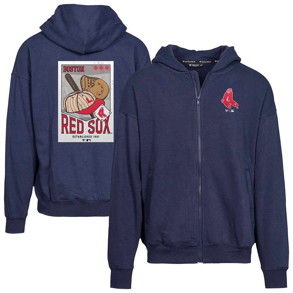 Men's Levelwear  Navy Boston Red Sox Uphill City Core Logo Full-Zip Hoodie
