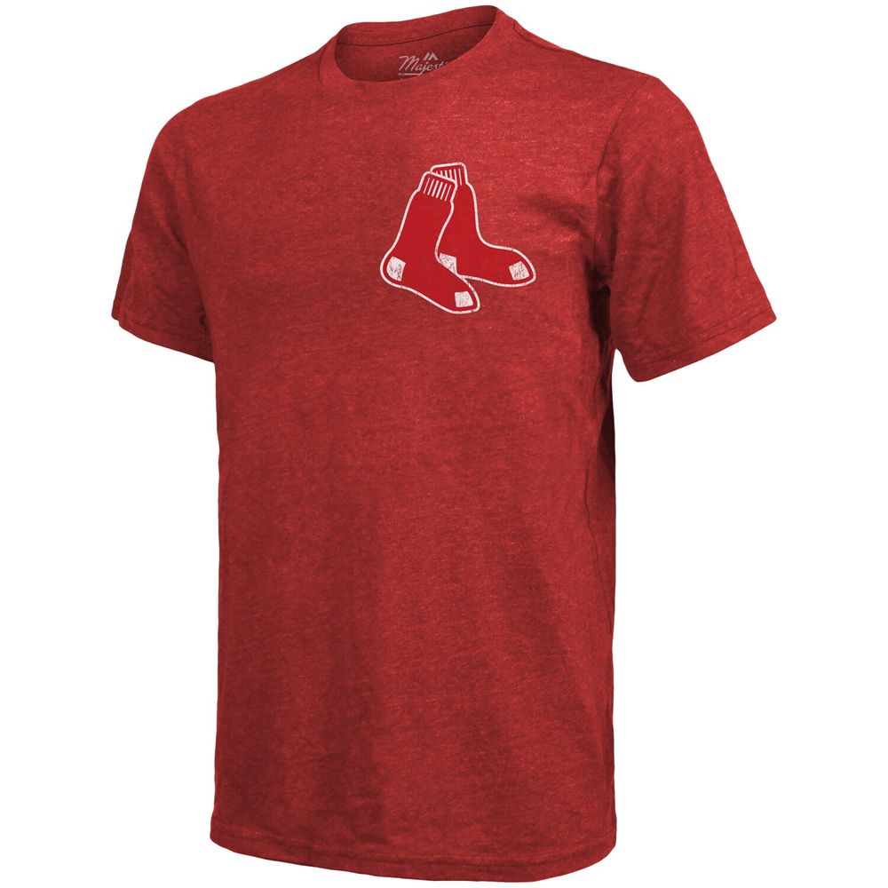 Men's Majestic Threads Red Boston Sox Throwback Logo Tri-Blend T-Shirt