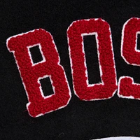 Men's Mitchell & Ness Black Boston Red Sox Blackout Collection Full-Snap Varsity Jacket