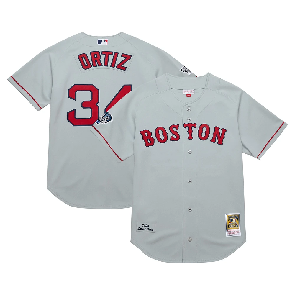 Men's Mitchell & Ness David Ortiz Gray Boston Red Sox 2004 Cooperstown Collection Authentic Throwback Jersey