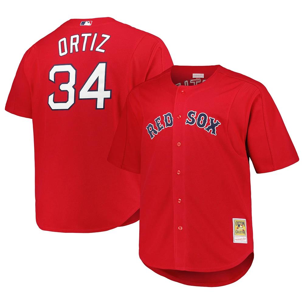 Men's Mitchell & Ness David Ortiz Red Boston Sox Big Tall Cooperstown Collection Batting Practice Replica Jersey