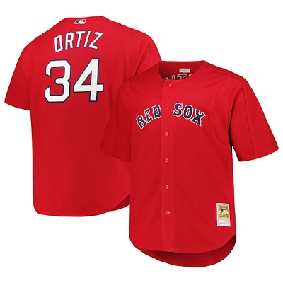 Maillot Homme Mitchell & Ness David Ortiz Rouge Boston Red Sox Big Tall Cooperstown Collection Batting Practice Replica Jersey