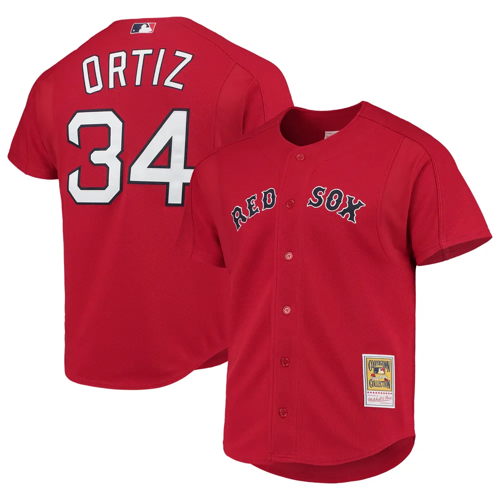 Youth Boston Red Sox David Ortiz Mitchell & Ness Red Cooperstown Collection  Batting Practice Jersey