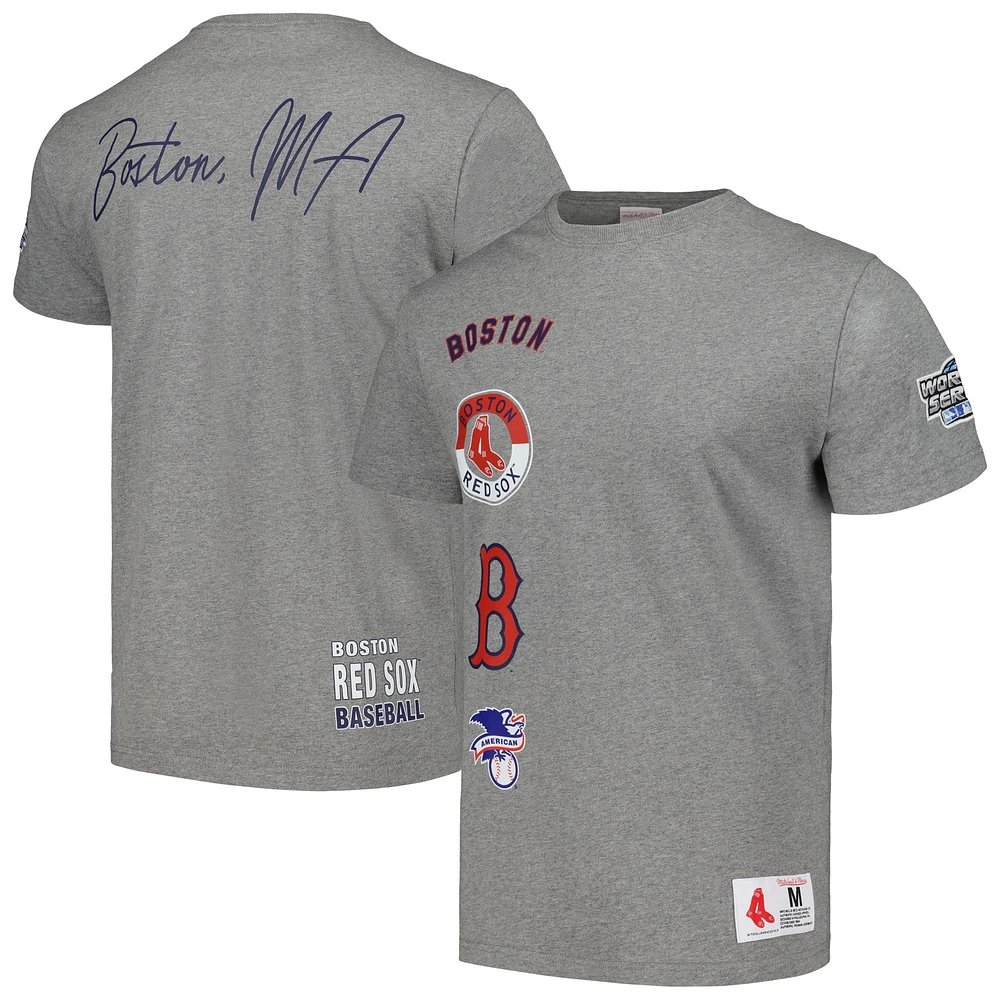 T-shirt pour homme Mitchell & Ness Heather Grey Boston Red Sox Cooperstown Collection City