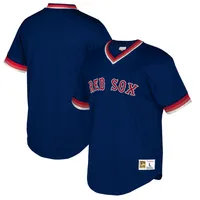 Mitchell & Ness pour homme bleu marine Boston Red Sox Big Tall Cooperstown Collection Mesh Wordmark V-Neck Jersey