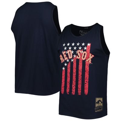 Men's Mitchell & Ness Navy Boston Red Sox Cooperstown Collection Stars and Stripes Tank Top