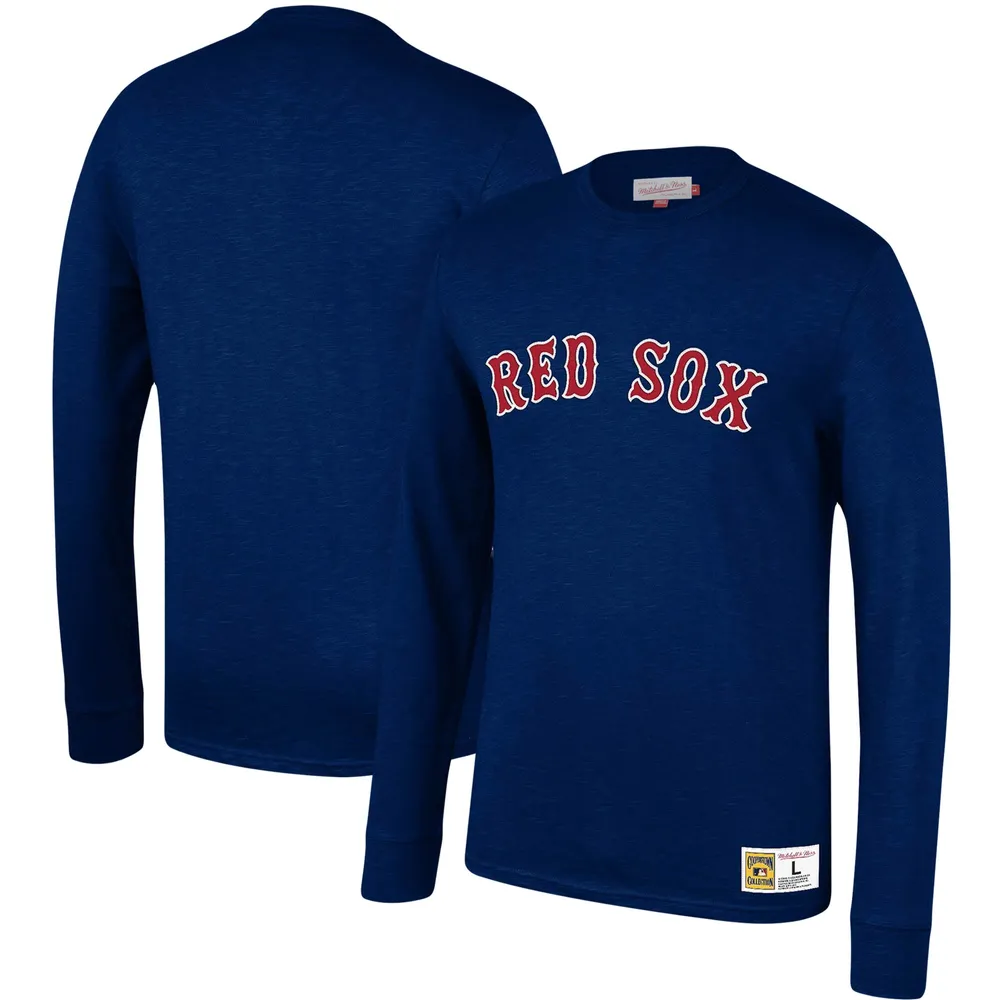 Lids Boston Red Sox Mitchell & Ness Cooperstown Collection Wordmark Slub  Long Sleeve T-Shirt - Navy