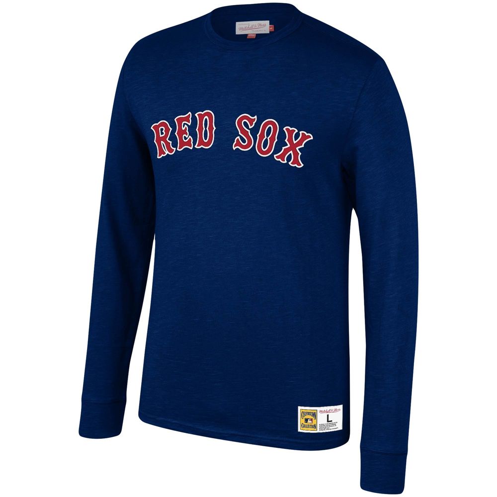 Mitchell & Ness Men's Mitchell & Ness Navy Boston Red Sox Cooperstown  Collection Wordmark Slub Long Sleeve T-Shirt