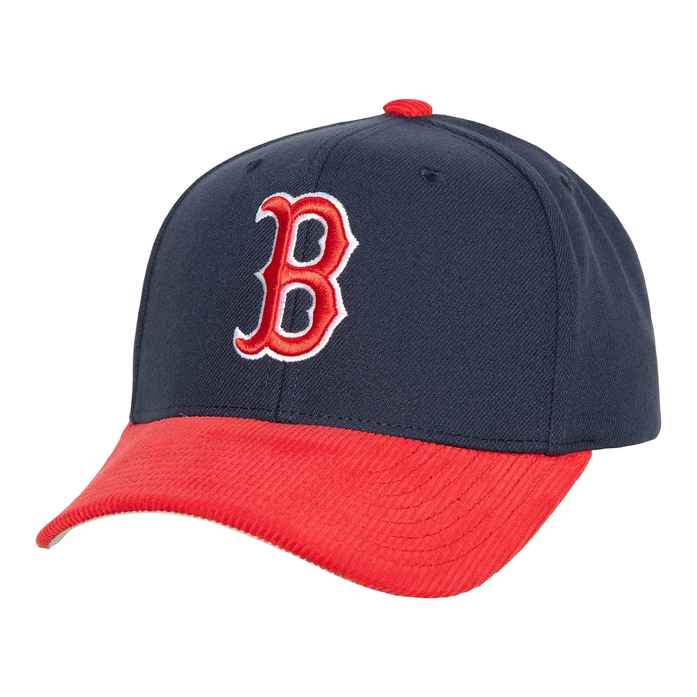 Casquette Snapback en velours côtelé Pro Mitchell & Ness pour hommes des Red Sox de Boston bleu marine