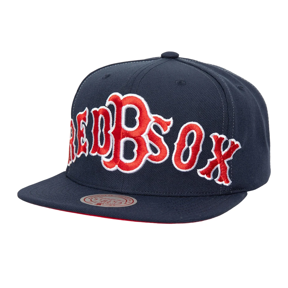 Casquette Snapback sur toute la longueur pour homme, bleu marine, Boston Red Sox, Mitchell & Ness