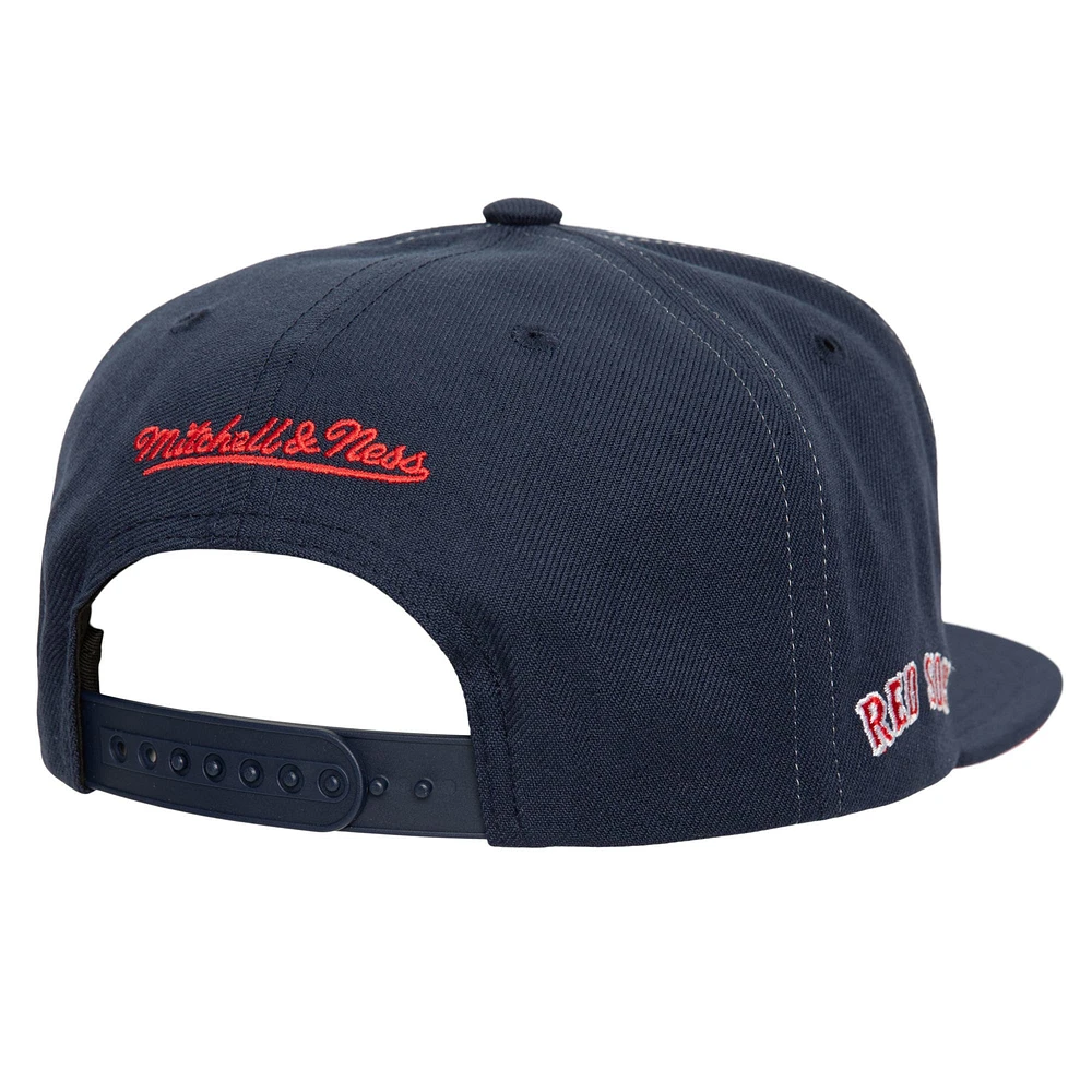 Casquette Snapback sur toute la longueur pour homme, bleu marine, Boston Red Sox, Mitchell & Ness