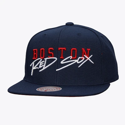 Casquette Snapback avec étiquette de l'équipe des Red Sox de Boston Mitchell & Ness pour hommes