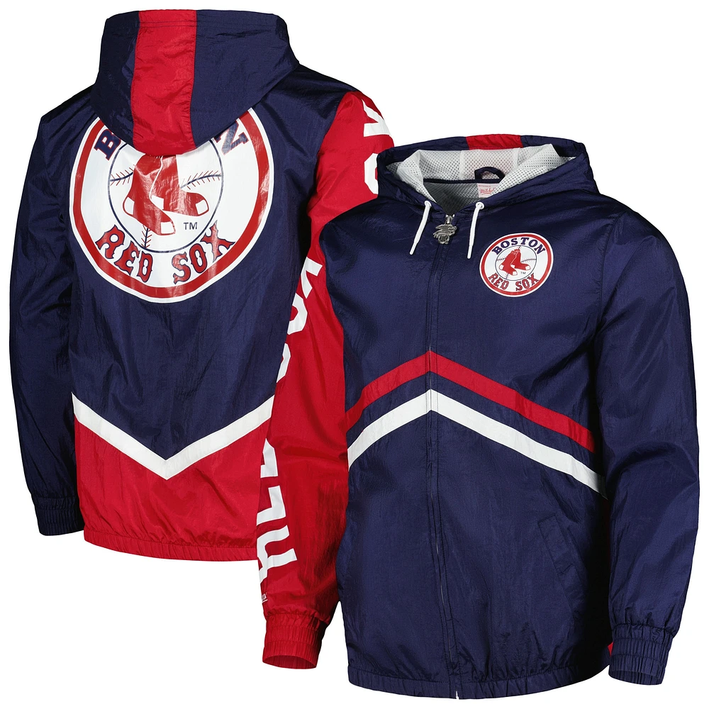 Coupe-vent à capuche et fermeture éclair Undeniable des Boston Red Sox Mitchell & Ness pour homme, bleu marine