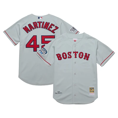 Men's Mitchell & Ness Pedro Martinez Gray Boston Red Sox 2004 Cooperstown Collection Authentic Throwback Jersey