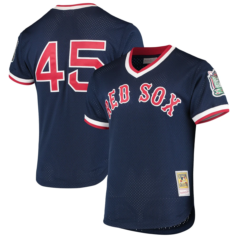 Maillot d'entraînement au bâton en maille Mitchell & Ness Pedro Martinez pour hommes, bleu marine, Boston Red Sox 1999 Cooperstown Collection