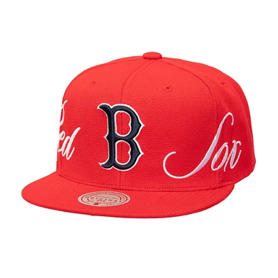 Casquette snapback Just Don x MLB Lux Script rouge Boston Red Sox de Mitchell & Ness pour homme