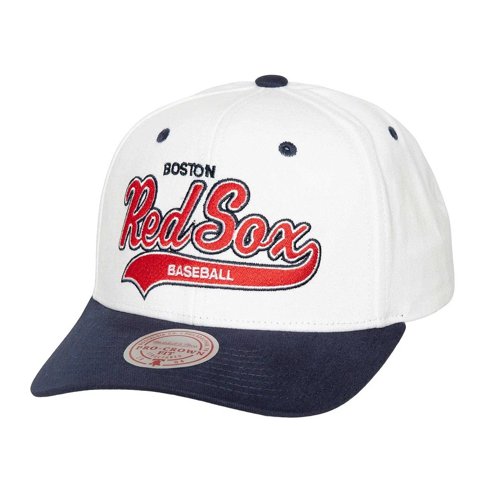 Casquette Snapback Mitchell & Ness White Boston Red Sox Cooperstown Collection Tail Sweep Pro pour hommes