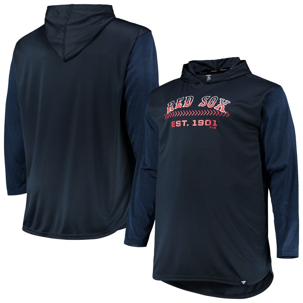 Men's Navy/Heathered Navy Boston Red Sox Big & Tall Wordmark Club Pullover Hoodie