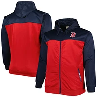 Sweat à capuche et zip intégral Boston Red Sox Big & Tall Yoke pour homme, bleu marine/rouge