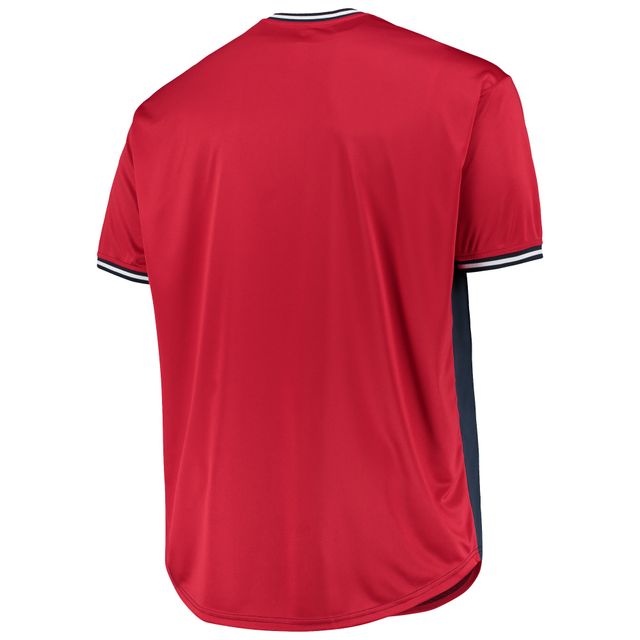 T-shirt uni à col en V des Red Sox de Boston pour homme, bleu marine/rouge