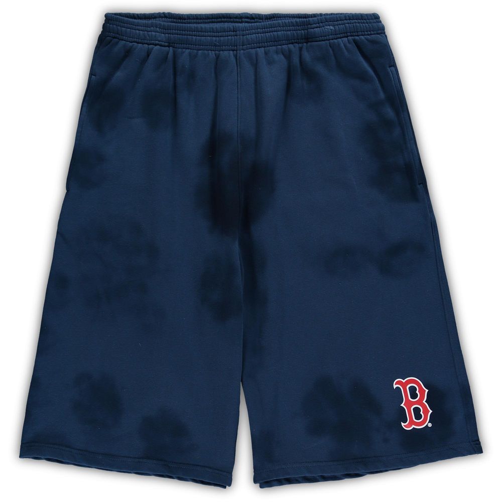 Men's Navy Boston Red Sox Big & Tall Tye Dye Fleece Shorts