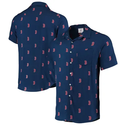 Boston Red Sox Mini Print Logo Button-Up Shirt - Navy