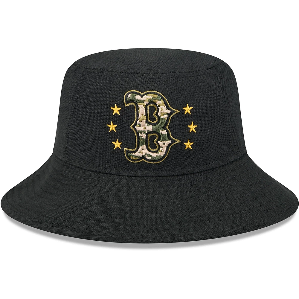 Chapeau bob New Era pour homme, noir, Boston Red Sox, Journée des forces armées 2024