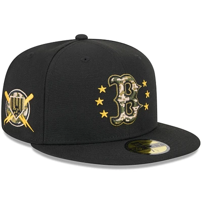 Casquette ajustée 59FIFTY pour la Journée des forces armées 2024 New Era noire Red Sox de Boston hommes