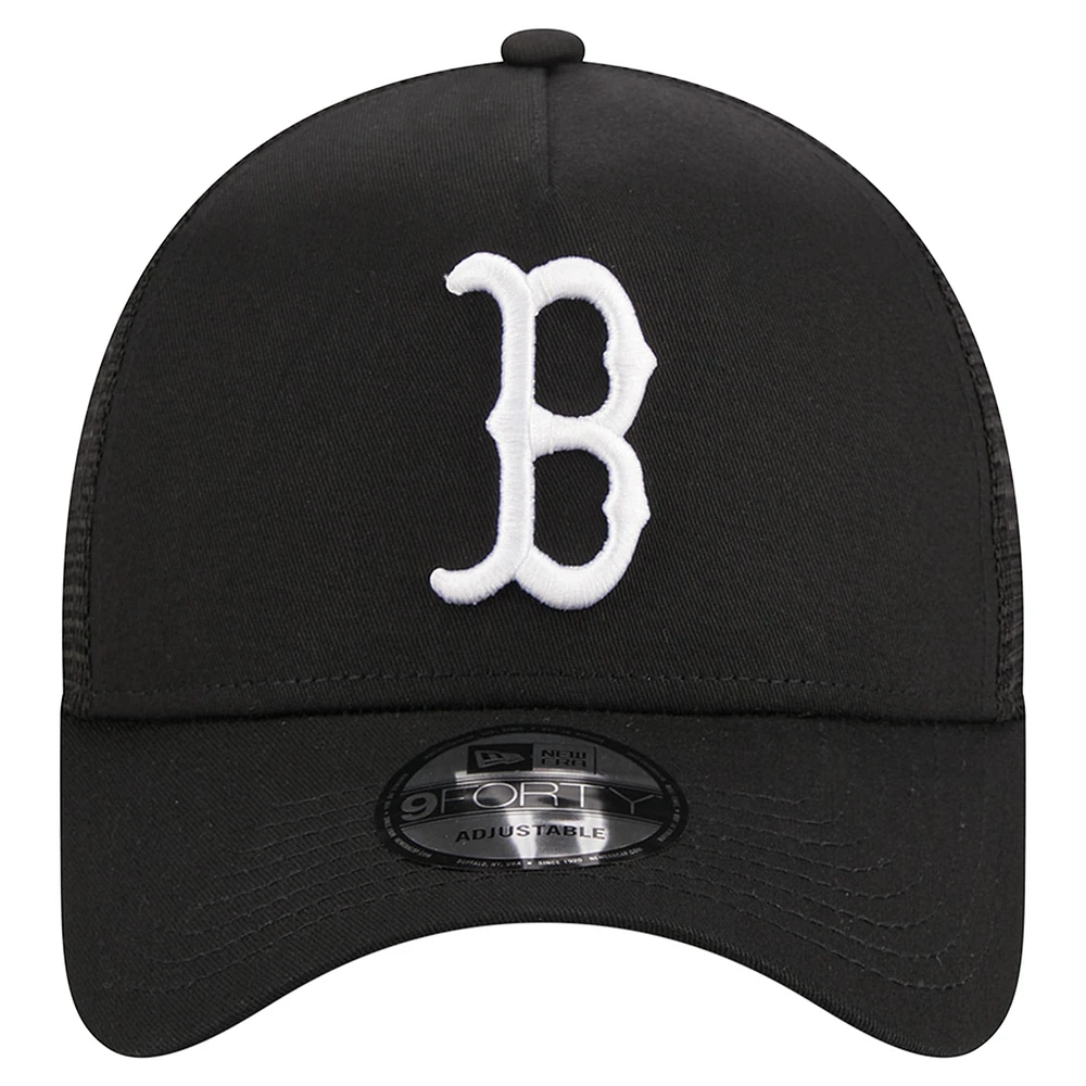 Men's New Era Black Boston Red Sox A-Frame 9FORTY Trucker Adjustable Hat