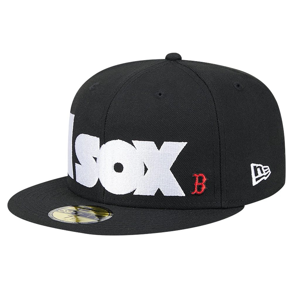 Men's New Era Black Boston Red Sox Checkered Undervisor 59FIFTY Fitted Hat