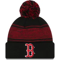 Bonnet en tricot à revers avec pompon Boston Red Sox New Era pour homme, noir