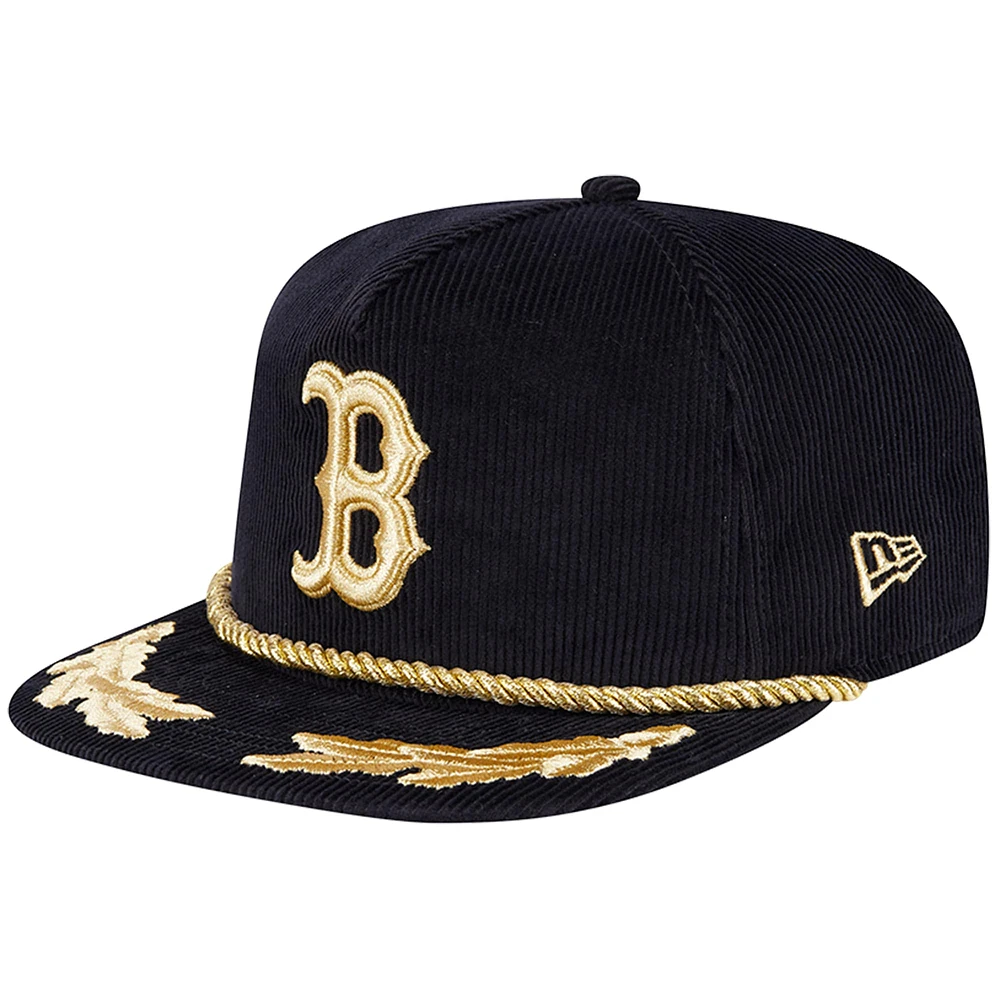 Casquette réglable de golfeur en filigrane en velours côtelé noir Boston Red Sox New Era pour hommes