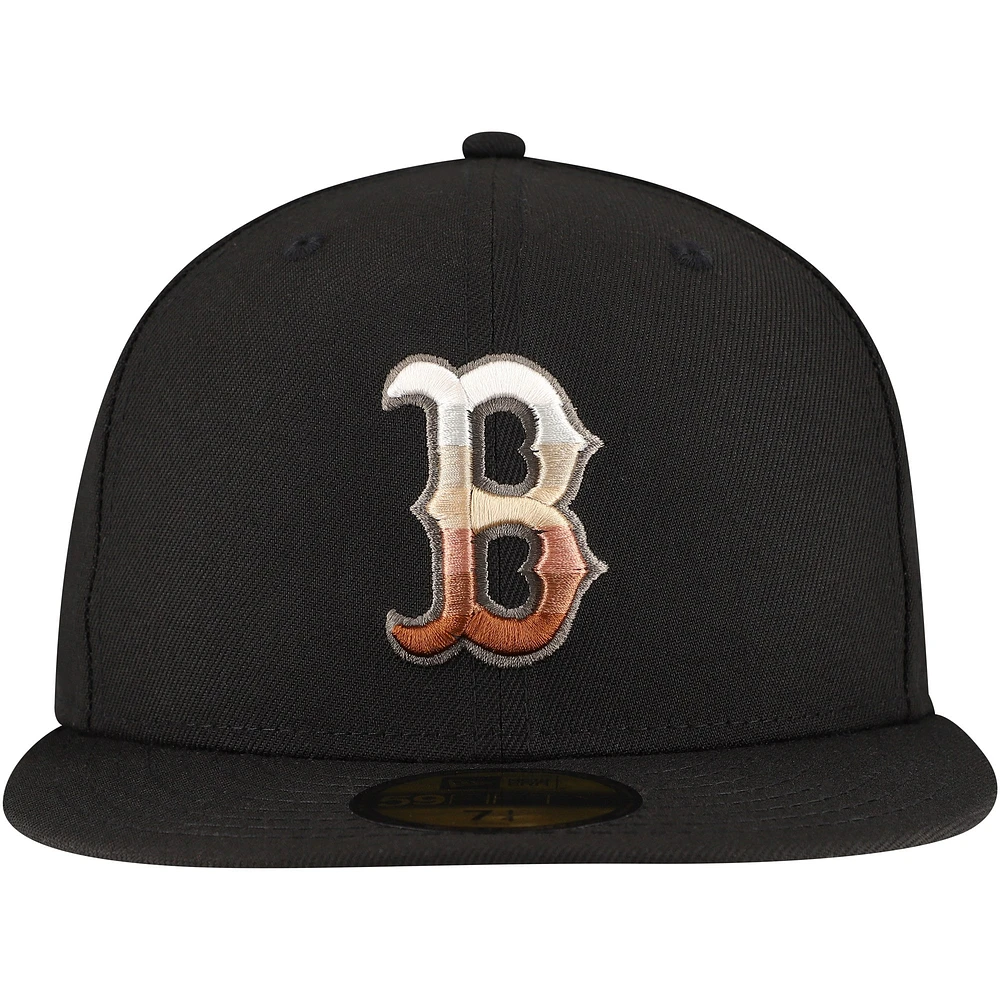 Men's New Era Black Boston Red Sox Dune Gradient Side Patch 59FIFTY Fitted Hat