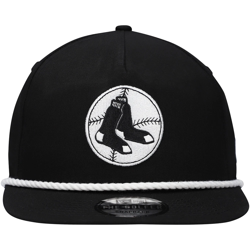 Casquette Snapback de golfeur New Era noire des Red Sox de Boston pour hommes