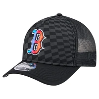 Casquette ajustable 9FORTY A-Frame M-Crown Trucker noire à motif dégradé Boston Red Sox de New Era pour homme