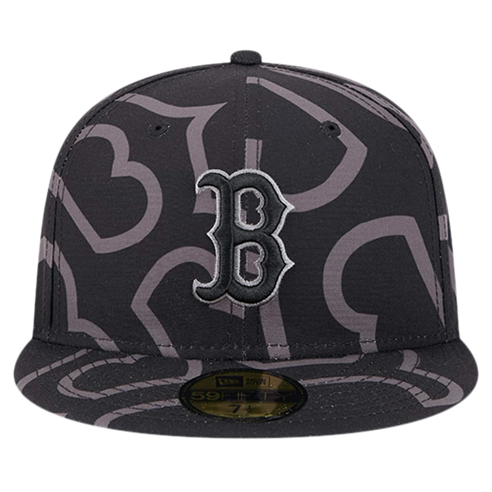 Men's New Era Black Boston Red Sox Logo Fracture 59FIFTY Fitted Hat