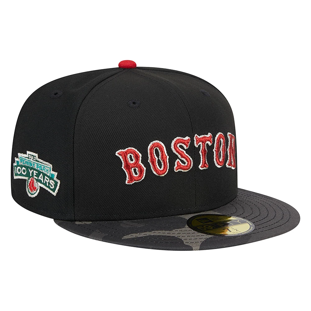 Casquette ajustée 59FIFTY à motif camouflage métallisé New Era pour hommes, noir, Boston Red Sox, métallique