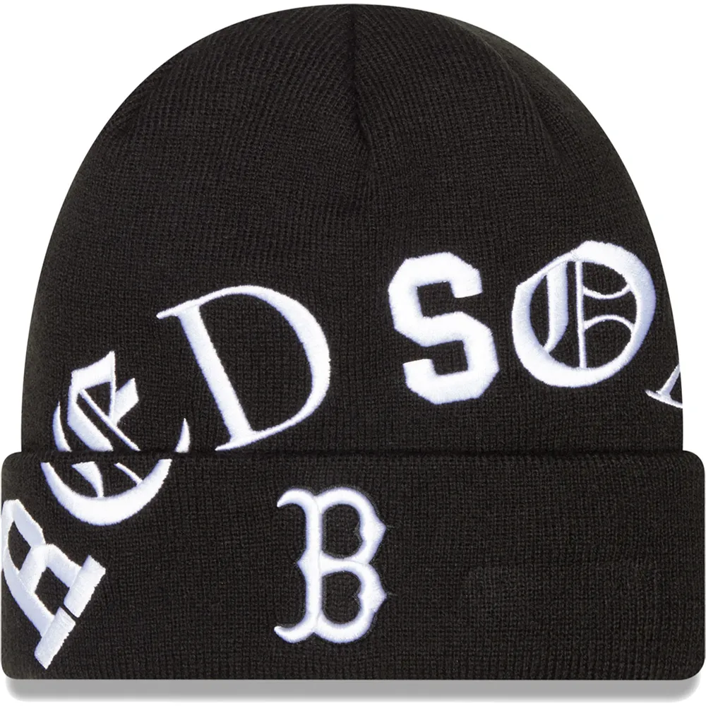 Lids Boston Red Sox New Era Old English Letter Cuffed Knit Hat - Black