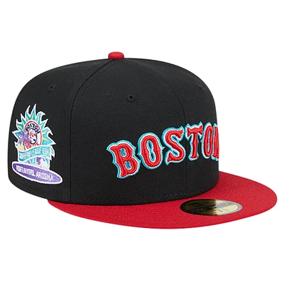 Men's New Era Black Boston Red Sox  Retro Spring Training 59FIFTY Fitted Hat