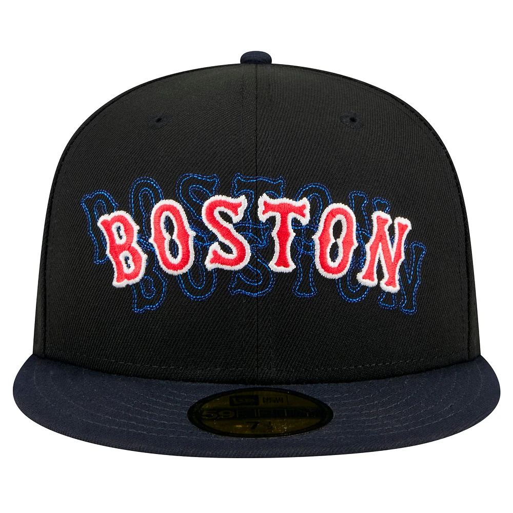 Men's New Era Black Boston Red Sox Shadow Stitch 59FIFTY Fitted Hat