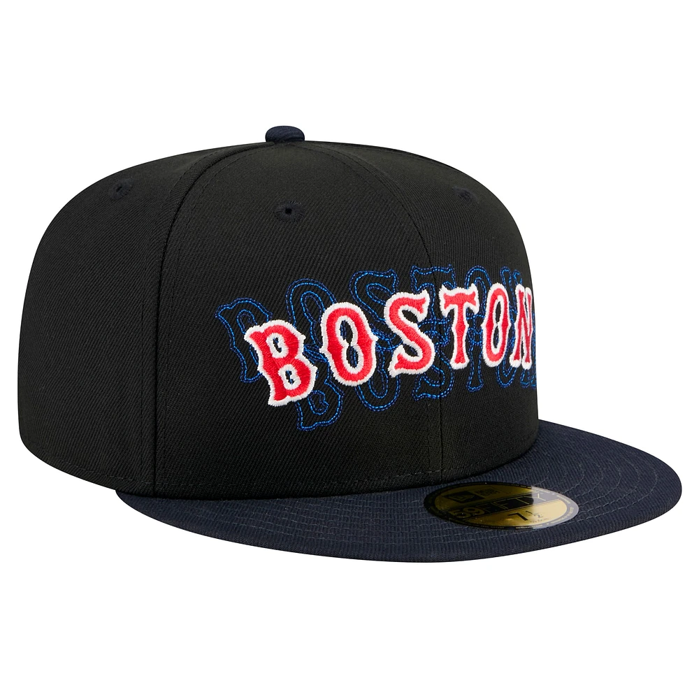 Men's New Era Black Boston Red Sox Shadow Stitch 59FIFTY Fitted Hat