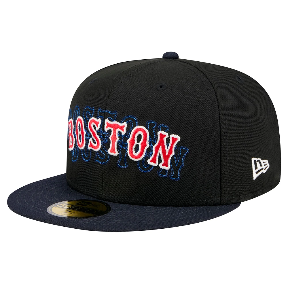 Men's New Era Black Boston Red Sox Shadow Stitch 59FIFTY Fitted Hat