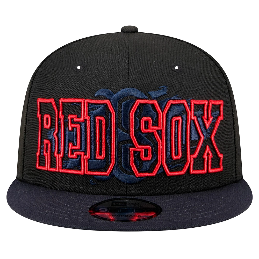 Men's New Era Black Boston Red Sox Splatter 9FIFTY Snapback Hat