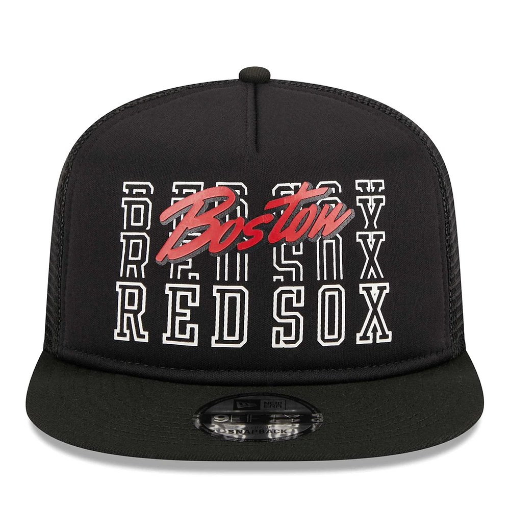 Men's New Era Black Boston Red Sox  Street Team A-Frame Trucker 9FIFTY Snapback Hat